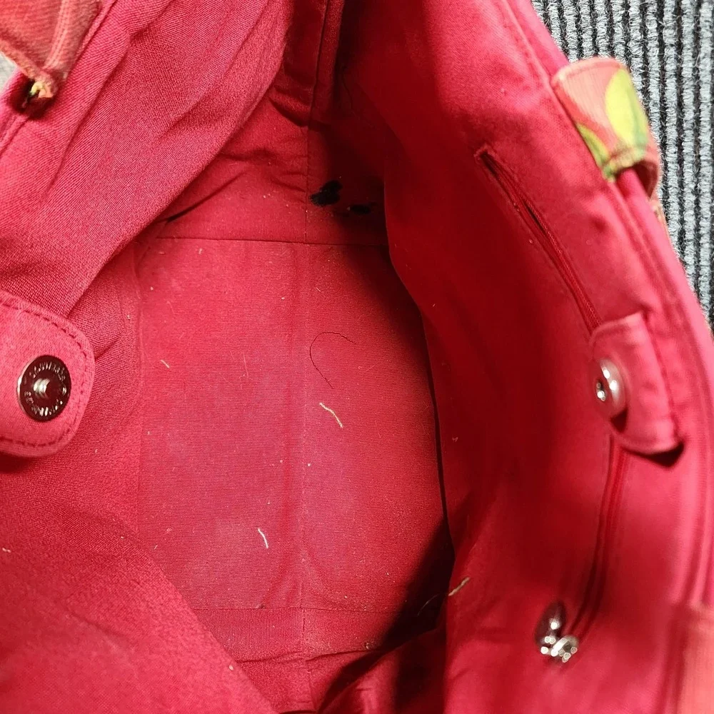Pierre Deux Handbag Womens Medium Red Floral Quilted Cotton French Country Purse
